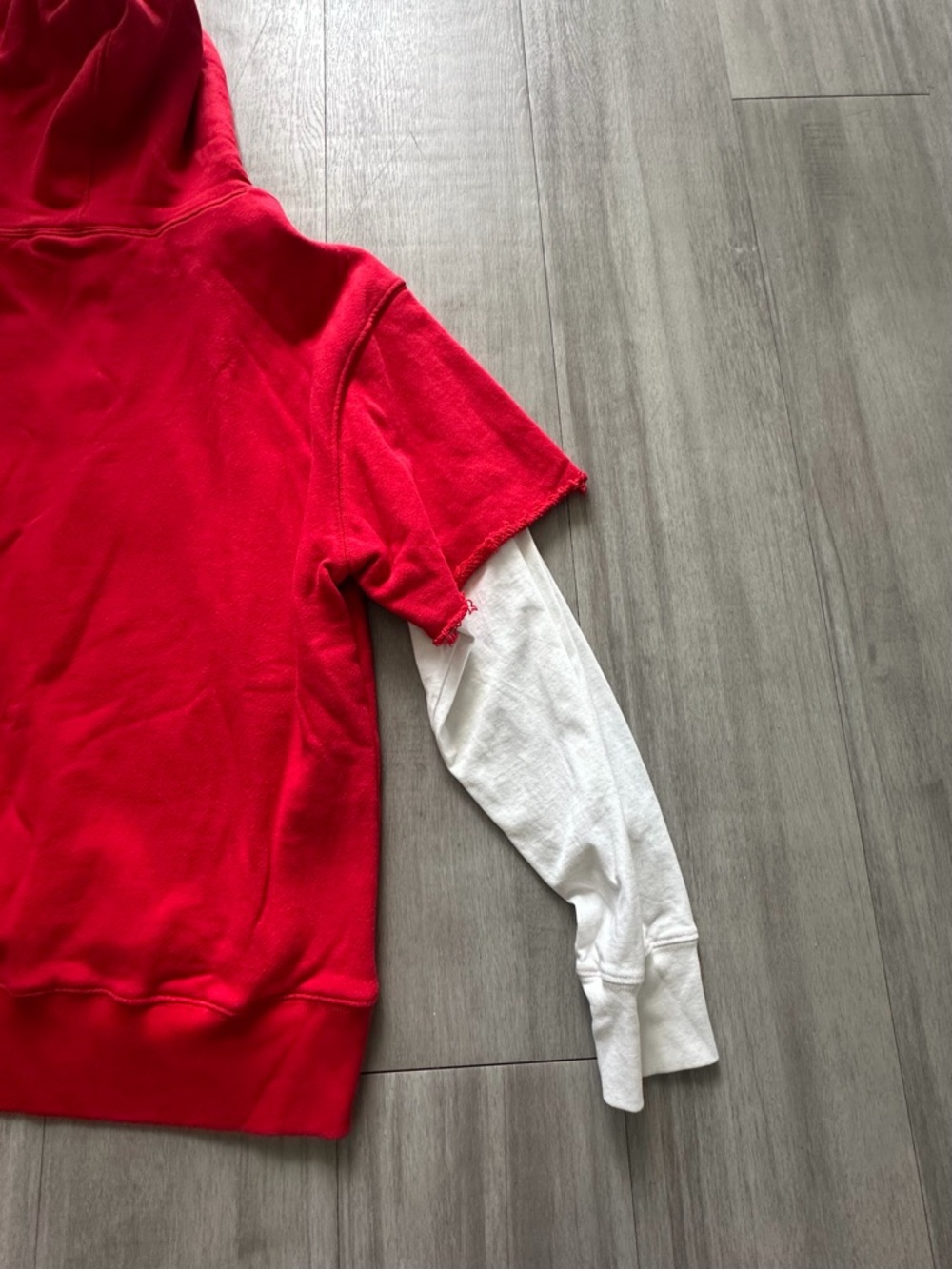 Gucci Red & White Layered Hoodie (XL) - Picture 7 of 8